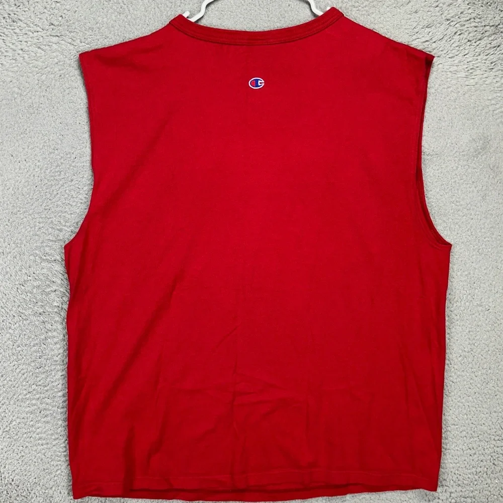 VINTAGE‎ Champion USA Adult Mens Sleeveless Shirt 2XL Red Freedom Made In USA - Picture 3 of 9
